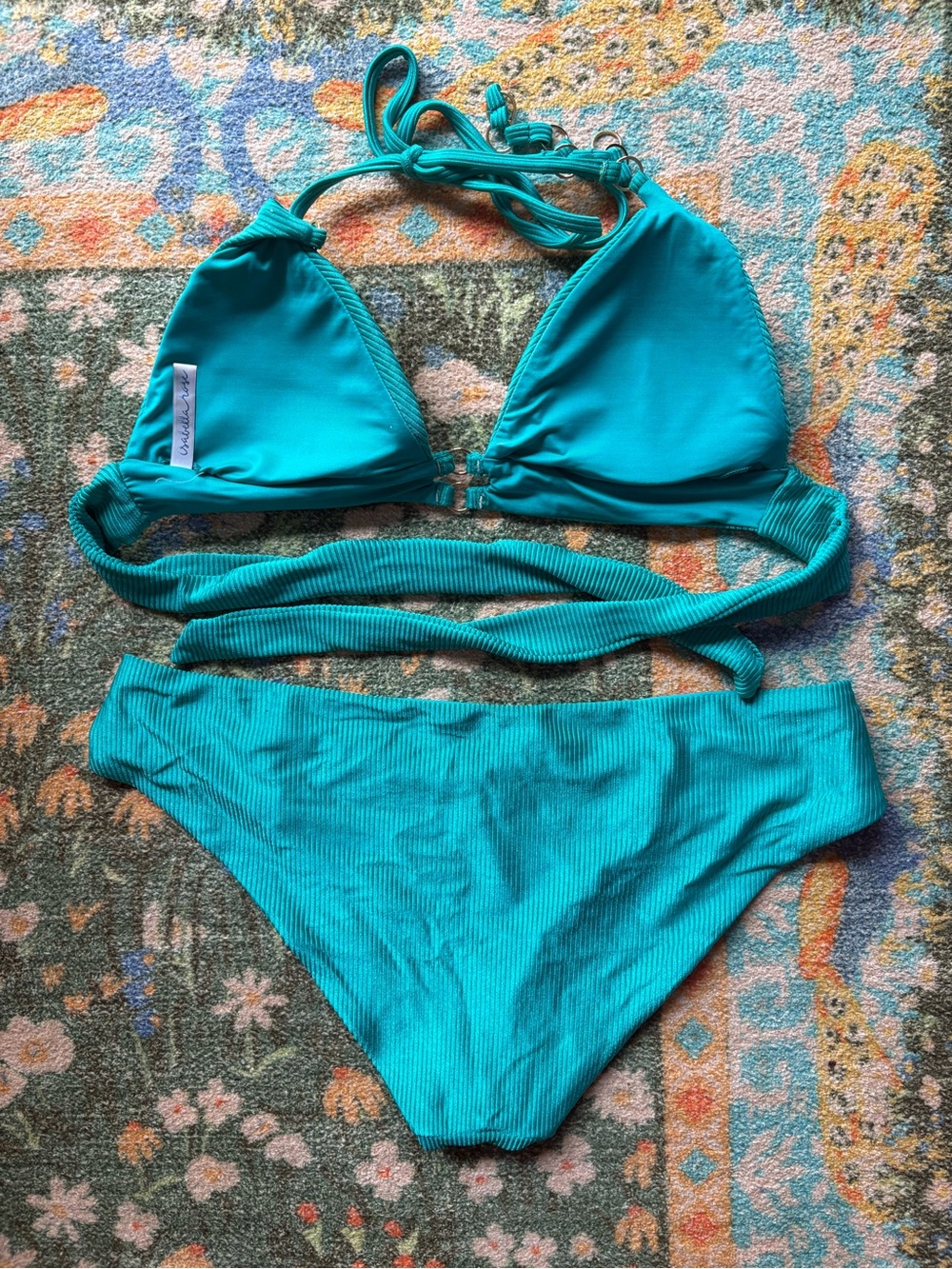 Isabella Rose Turquoise Ribbed Bikini - Picture 3 of 3